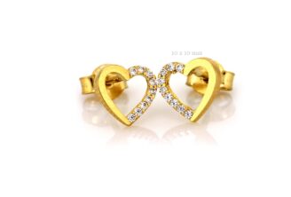 Goldene Ohrringe Herzen mit Zirkonia